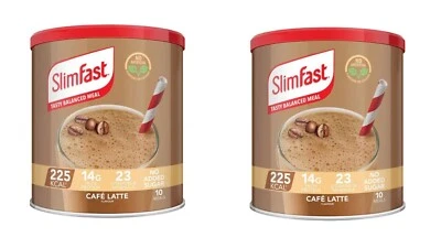 2 x SlimFast Cafe Latte Meal Replacement Shake Weight Loss Balanced Diet 365g - Image 1 of 4