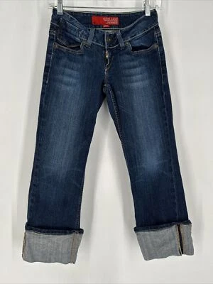 Jeans GUESS Vintage Tiro Bajo Cortos Capri Puños Jeans Y2K Talla 26 Elastizados Foto 1 de 4