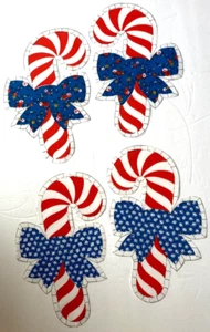 2 VINTAGE FABRIC CUT & SEW CANDY CANE CHRISTMAS TREE ORNAMENTS ~ APPLIQUE - Picture 1 of 4