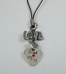 Pewter Love Heart & Sweet Thing Charm Zipper Pull Free U.S. Shipping - Picture 1 of 1
