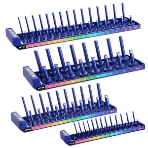 WORKPRO Socket Organizer Set 4-Piece Socket Holder, 1/4", 3/8"1/2" Drive Metric - Picture 1 of 9