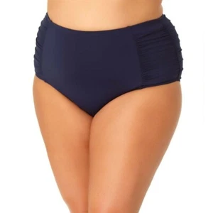 Anne Cole High Waist Ruched Swim Bottom NWT Size 18W Navy - Picture 1 of 8