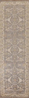 Floral Gray/ Ivory Oriental Rug Runner 2' 7" x 11' 7" Wool Handmade Hallway rug - Image 1 of 4