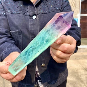 451G Natural fluorite crystal obelisk Crystal Tower wand point energy - - Picture 1 of 16