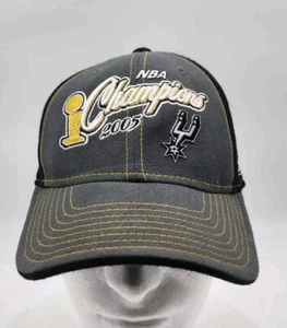Vtg Reebok San Antonio Spurs NBA Champions 2005 Black & Gray Adjustable Cap Hat - Picture 1 of 5