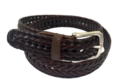Cinturón de cuero trenzado Dockers para hombre tono plateado hebilla marrón talla grande 38 40 Foto 1 de 4