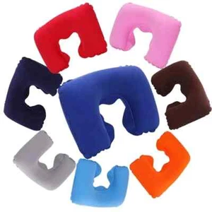 Inflatable U Pillows Blow Up Travel Cushions Neck Rest Support Camping Flight - Picture 1 of 33