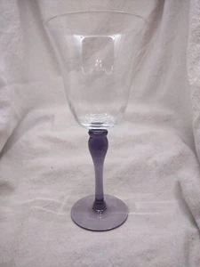 One  Melody Water Goblet Wine by Block, Purple Stem, Tulip Shape  9 1/4"  - Picture 1 of 3