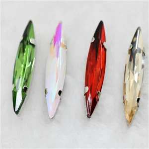 Sew on 10x35mm Navette stones silver claw solder for jewelry dress clothes DIY - Picture 1 of 19