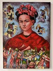 FRIDA KAHLO OIL ON CANVAS PAINTING SIGNED AND SEALED MEASURES 50CM X 70CM - Picture 1 of 7