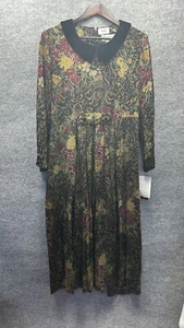 Jessica Howard Dress Floral Black Brown Vintage Grannie Cottage Victorian - Picture 1 of 8