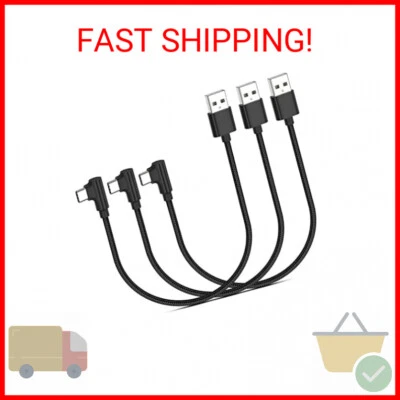 Cable USB C ángulo recto de 1 pie carga rápida, paquete de 3 USB A a USB tipo C de 90 grados Foto 1 de 2