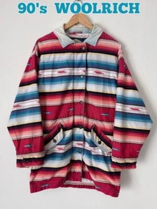 WOOLRICH Coverall Jacket Native Pattern 90's L cotton - Picture 1 of 18