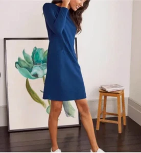 Boden Ingrid Jaquard Etuikleid in blau Tiefen mit Taschen Rundhals Gr. 4 - Bild 1 von 6