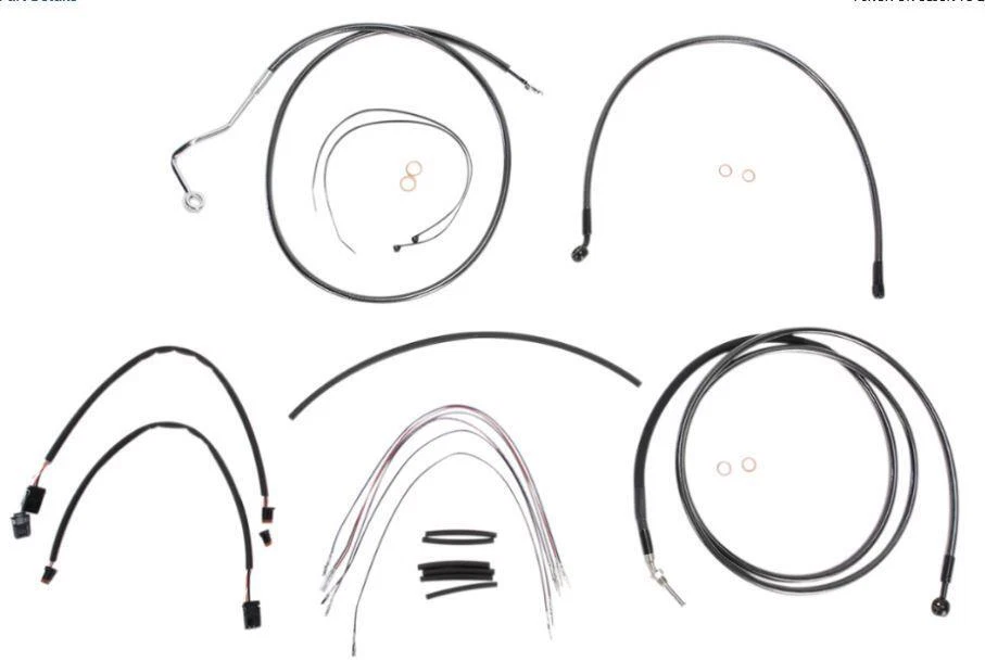 Комплект кабелей для руля Magnum Black Pearl 12-14 дюймов Ape ABS 2014-2015 Touring 487351 - Изображение 1 из 4