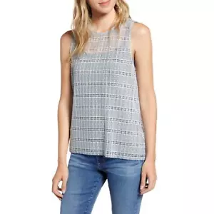 NWT Chelsea28 Pearl Blue Pleated Lace Tank Top XS - Picture 1 of 7
