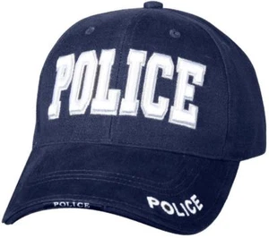 POLICE CAP "NAVY BLUE" Low Profile Adjustable with RAISED WHITE EMBROIDERY 9489 - Picture 1 of 12