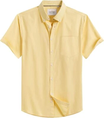 Camisa Oxford de manga corta para hombre ajuste regular con botones y bolsillo en el pecho Foto 1 de 4
