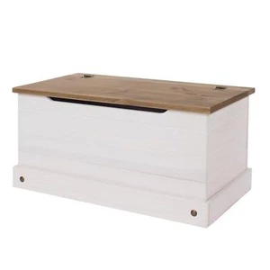 Ottoman Storage Wood Chest Toy Chest Bedding Pine Blanket Box Corona White - Picture 1 of 3