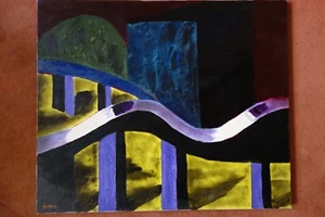 Ölgemälde 80er Postmodern Nächtliche Stadt Urban Landscape Expressiv Neue Wilde - Bild 1 von 21