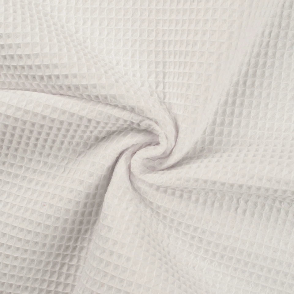 100% Cotton WAFFLE Honeycomb Pique Fabric Material OPTICAL WHITE - Image 1 of 1