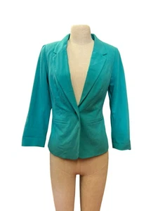 Kensie Teal Blazer Jacket With Polka Dot Lining Cute Girlie Fun Top Made to Make - Picture 1 of 7