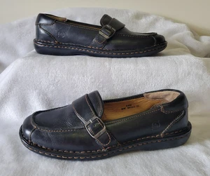 Born Women's Black Leather Slip On Loafer Comfort Shoes W91013 Size US 8.5 - Picture 1 of 17