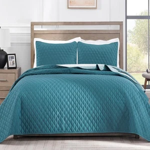Reversible Full Queen Quilt Bedding Set with Pillow Shams, Lightweight Quilts... - Picture 1 of 6