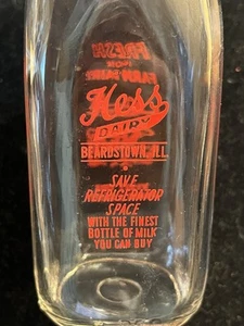 VINTAGE HESS BEARDSTOWN ILL. HALF PINT SQUARE MILK BOTTLE (3D) - Picture 1 of 7