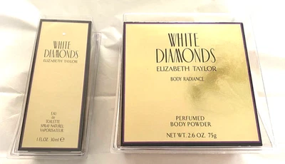White Diamonds by Elizabeth Taylor EDT Spray & PerfumedBody Powder NEW & SEALED - Image 1 of 3