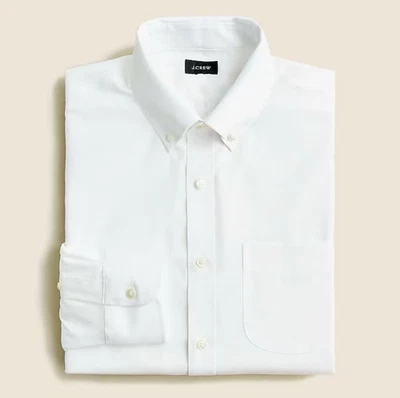 NUEVO CON ETIQUETAS J. Camisa de vestir Crew Bowery sin arrugas blanca para hombre ajustada grande $98 Foto 1 de 4