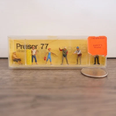 Preiser Mini-Figures 77, Six Fishermen with Poles, Fishing Anglers, HO Scale - Image 1 of 2