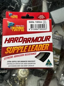 FISHING LINES PLATYPUS HARD ARMOUR SUPPLE LEADER 50 LB 100M / NEW - Picture 1 of 9