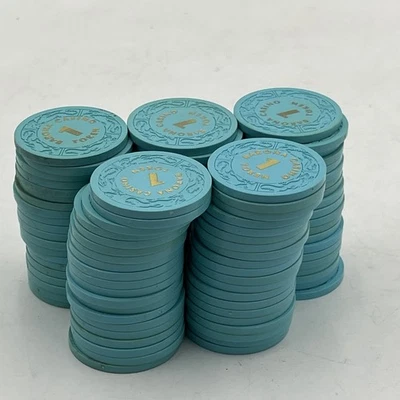 Lote De Colección De 100 Fichas De Poker Casino Barona Casino 1 Poker Lt Azul Dorado Foto 1 de 4