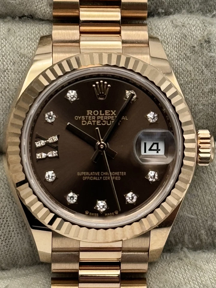 Rolex Datejust 28 mm Chocolate Diamante IV Esfera Oro Rosa 279175 Caja y Papeles 2022 Foto 1 de 4