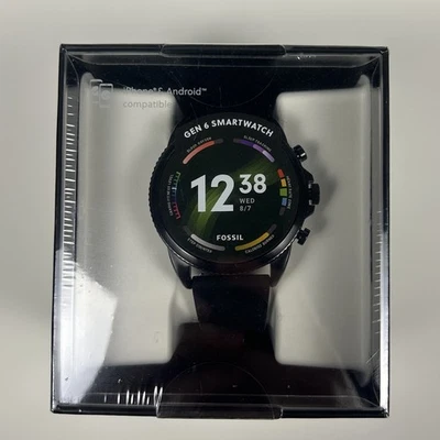 Fossil Men's Gen 6 44mm Stainless Steel and Silicone Touchscreen Smart Watch - Image 1 of 4