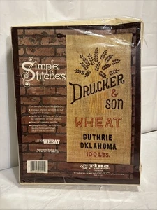 Simple Stitches by Tina of California SB10 Wheat. Burlap Wall Art. 1982 USA Made - Picture 1 of 3