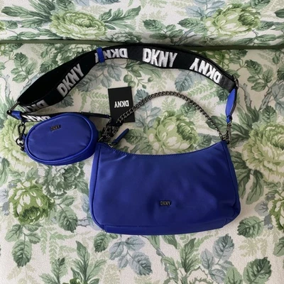 DKNY Electric Blue Cairo MD Pouchette Crossbody Bag with Airpod Case Pouch - Image 1 of 4
