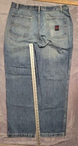 Vintage Structure Blue Denim Jeans Men 34x32 36x31 Y2K Wide Leg Baggy Loose Rap - Picture 1 of 14