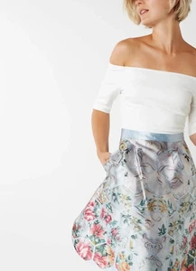 Ted Baker Bardot Dress Size3/UK 12 Dewrose Floral Patchwork Smart Wedding Cruise - Picture 1 of 13