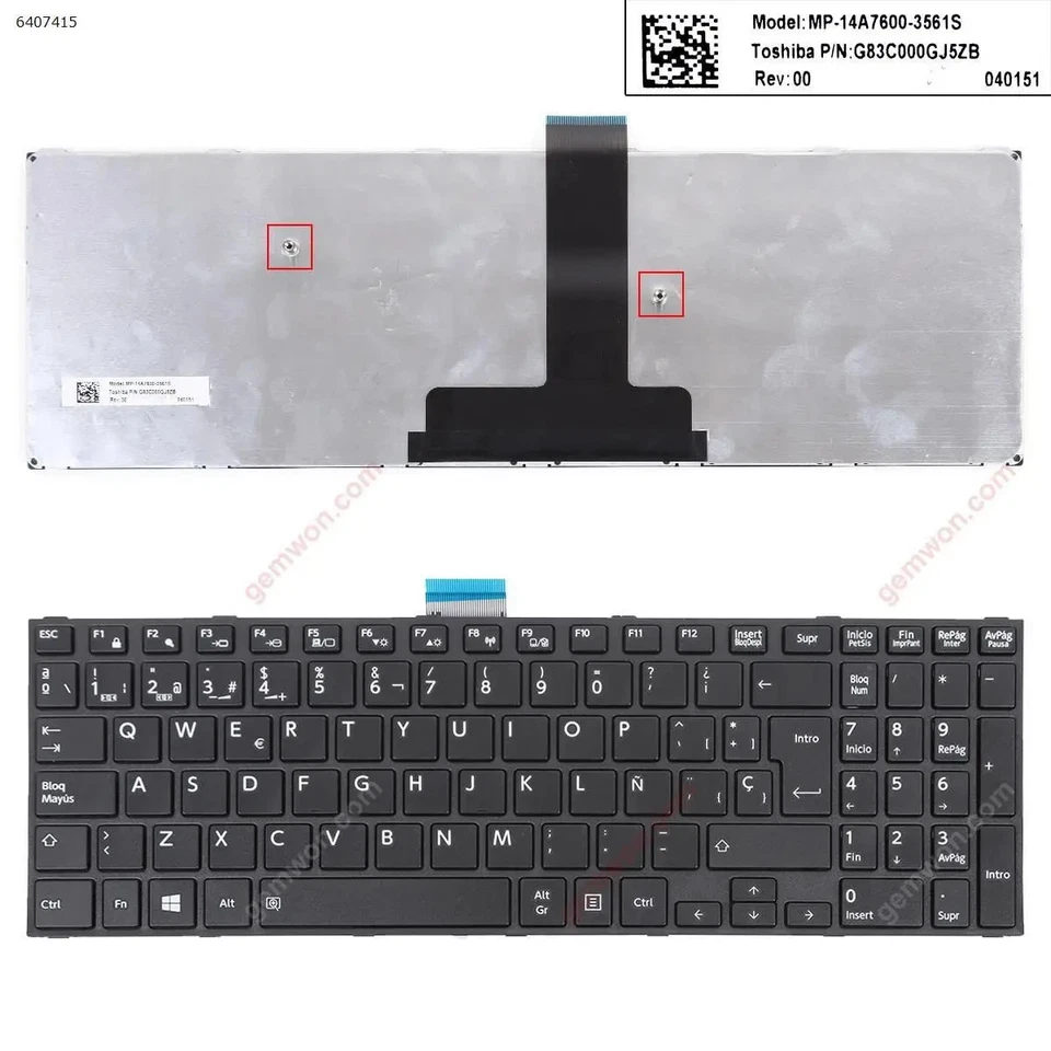 Teclado SP para portátil Toshiba Satellite Pro R50-C Tecra A50-C Z50-C A50-C1510 Foto 1 de 4