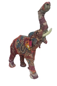 Handmade Indian Patchwork Elephant Ornament 33cm Embroidered Textile Decor Gift - Picture 1 of 3