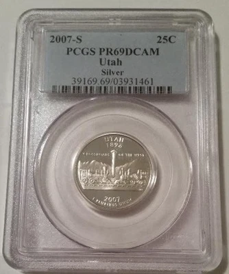 2007 S Silver Utah State Quarter Proof PR69 DCAM PCGS Blue Label - Image 1 of 2
