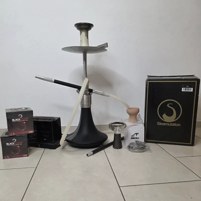 Steamulation Pro X III Black Matt XXL Full Set - Shisha OVP + Kohle + Anzünder - Bild 1 von 4