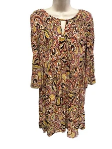 Emma & Michele 3/4 Sleeve Multicolored Print Dress Women’s Size Medium - Picture 1 of 8