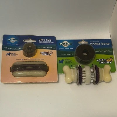 Dos juguetes ocupados para perros amigos - Juguete para sostener golosinas para perros pequeños - Anillos para golosinas Foto 1 de 4