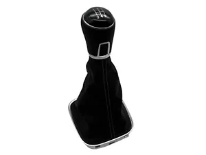 OEM VW 5-Speed Gear Lever Gear Knob Leather Polo 5 V 6R Black Original Button - Picture 1 of 10