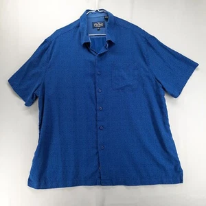 Nat Nast Luxury Shirt Mens XL Blue Geometric Print Pocket Silk Blend Button Up - Picture 1 of 10