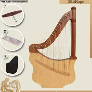 22 String Lute Harp in Rosewood Stunning Ethnic World Musical Instrument New - Picture 1 of 5