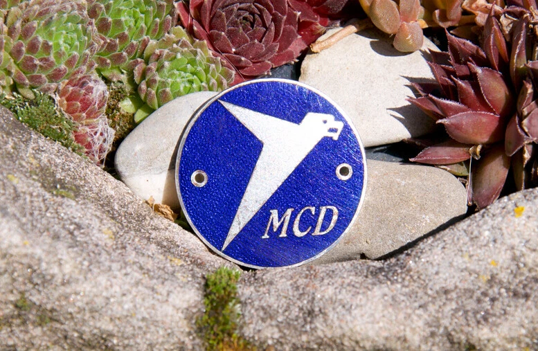 VINTAGE AUTOMOBILE RADIATOR CAR BADGE # MESSERSCHMITT CLUB GERMANY / DEUTSCHLAND - Image 1 of 2